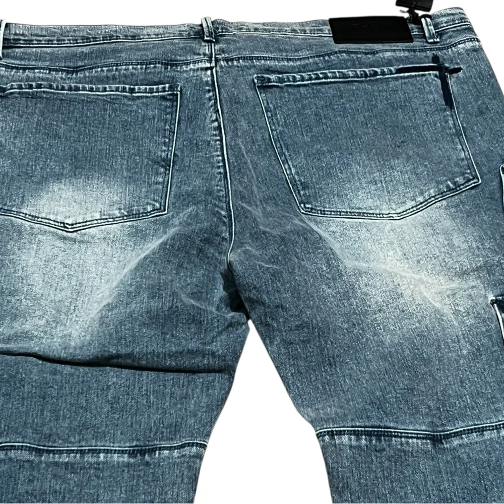 RtA men's slate cargo straight leg jeans vintage indigo pants blue denim size 40